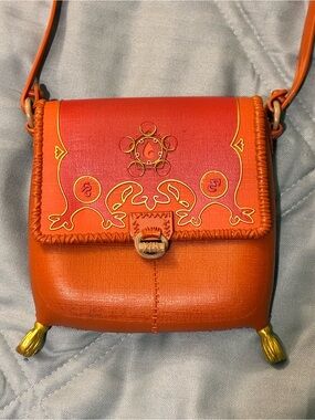 Orange Crossbody Bag with Gold Accent